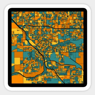 Modesto Map Pattern in Orange & Teal Sticker